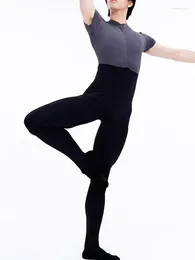 Stage Wear Men's Zip-front Biketard Full Body Footed Tight Cap Sleeve Dance Unitard Bodysuit Ballet Gym Leotards Dancewear Short Slee