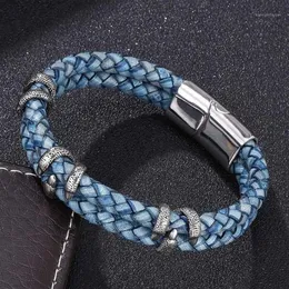 Кожаный браслет-манжета для мужчин, винтажные плетеные в стиле ретро браслеты из натуральной кожи Homme Femme, мужские браслеты, ювелирные изделия ручной работы Pulseras1317u