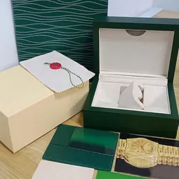 Designer Watch Green Wooden Box Accessories Wholesale UBR Box Montre Watch Brochure Card Labels and Paper English Swiss Watch Box Montre de Luxe