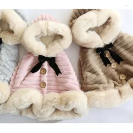 Jaquetas meninas manto espessamento bebê capa inverno temporada sair crianças xale peles casaco comprimento médio lindo botão quente