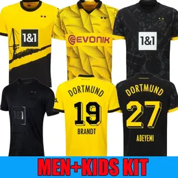 23 24 110th Soccer Jerseys Dortmund Borussia F.Nmecha Kamara 2023 2024プレイヤーフットボールシャツReus Bellingham Hummels Reyna Brandt Men Kid Kit Maillot de Foot