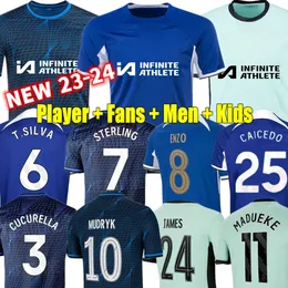 Mudryk 23 24 Enzo CFC Nkunku Soccer Jerseys 2023 2024プレイヤーファンコレクションギャラガースターリングホームフォーカアウトフットボールシャツキッズキッツCucurella Caiceceo