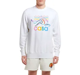 Felpa Casablanca Portrait Rainbow Lines Felpa Designer Casa Girocollo Unisex a maniche lunghe Maglione Pullover Maglione con cappuccio