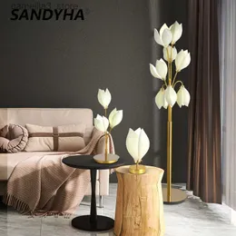 Lampy podłogowe Postmodernistyczne ceramiczne magnolia Lampa podłogowa Lampa podłogowa wewnętrzna lampy stojące do życia do życia w jadalni sypialnia Lampara Light Q231016