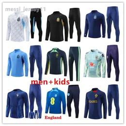 23 24 Olika nationella lag Brasilien Fotbollsspårvärld 23 24 Cup Men Kids Half Pull Soccer Portugal Tracksuit Kits Jogging Chandal SureTement Set