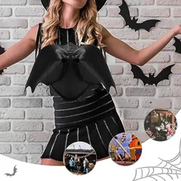 Sacos de escola mini mochilas femininas tendência coração laço feminino saco pequeno sacos de halloween preto morcego asas mochila para meninas moda mochila 231016