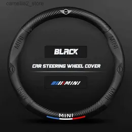 Steering Wheel Covers 3D Embossing Carbon Fiber Leather Car Steering Wheel Cover For Mini One JCW Countryman Cooper F55 F56 R60 Cabrio WORKS R59 F60 Q231016