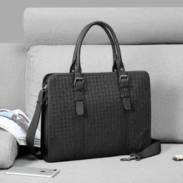 Light Luxury Bag BVS Men/Women Portcase Messenger Bag flätad äkta läder avancerade affärsdesigner Bag 39cm*30cm*9cm YFG