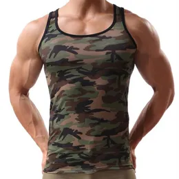 Herrtankstoppar sommar ärmlös blus kamouflage väst sportkläder topp fitness undertröja män sport ropa hombre322f