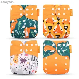 Tygblöjor Happyflute 2023 Ny modestil Baby Nappy 4st/Set Diaper Cover Watertproof Reablerable Cloth Diaperl231016