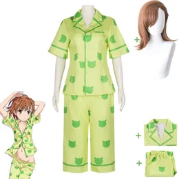 Cosplay anime misaka mikoto toaru kagaku não um certo railgun científico cosplay traje peruca verde pamas halloween carnaval festa terno