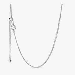 Justerbar 100% 925 Sterling Silver Classic Curb Chain Halsband med glidande lås Fit europeiska hängsmycken och charms fina kvinnor jud3032