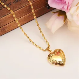 Valentines Gift Heart Locket Blank space Pendant Necklace Women Jewelry 18k Yellow Gold GF Filled Romantic Fancy257P