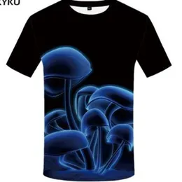 Kyku märke svampskjorta svarta kläder korta ärmar roliga t skjortor 3d tryck t shirt män 2018 sommar modekläder new194d