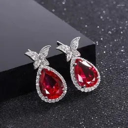 Dangle Brincos Venda Colar Jóias Inverno Pombo Sangue Vermelho Tesouro Borboleta Pedra Principal 10