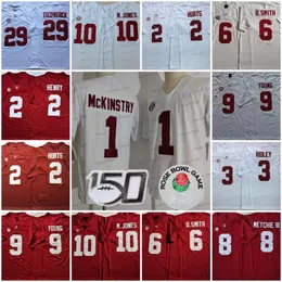 1 McKinstry 10 Mac Jones Aaron Anderson Derrick Henry Bryce Young Joe Namath Stitched College Football Jerseys 150th Rose Patch Sugar