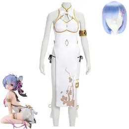 Cosplay Anime Rem Re Vita in un mondo diverso da Zero Kara Himeru Isekai Seikatsu Costume cosplay Parrucca Donna sexy Abito Cheongsam