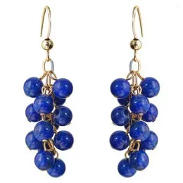 Dangle Earrings Natural Lapis Lazuli Beads Grapes Cluster Eardrop Holiday Gifts Jewelry Gift Christmas Ear Stud Fashion Halloween