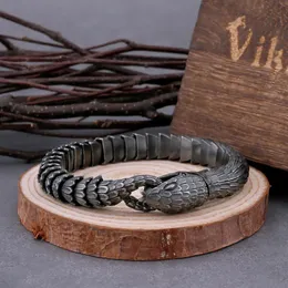 Łańcuch Vintage Vikings Black Snake Bransoletka mężczyźni Kobiety Hip Hop Biker Ouroboros Gothic Gift Nordic Jewelry jak dla 231016