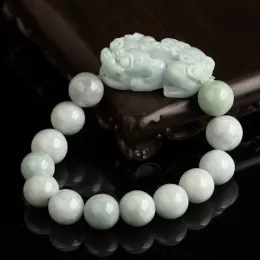 Pulseira Jade Pixiu Natural Jadeite com Certificado Jades Proteção de Riqueza Pulseiras Pi Xiu