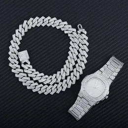 Catene Iced Out Collana a catena da uomo Orologio cubano Hip Hop Set Orologi per gioielli da donna RegaloCatene CateneChains297E