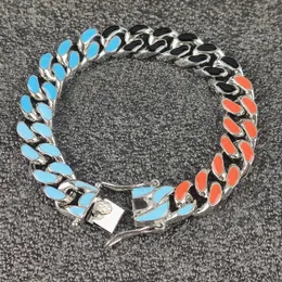 Kedja 12mm rostfritt stål kvinnor män 316l färgglada armband tung miami hiphop kubanska länk armband 22 cm modesmycken dropshipping 231016