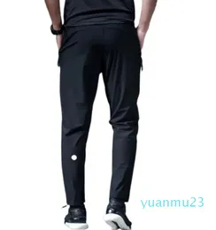 Homens jogger calças compridas esporte yoga outfit secagem rápida cordão ginásio bolsos com zíper sweatpants calças men039s casual elástico