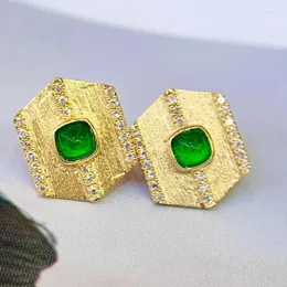 Stud Küpe Je Fine Tweelry 0.56Ct Gerçek 18K Altın Doğal Zümrüt Taşları Kadın Tatilleri