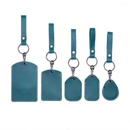 Card Holders 1pc Leather Holder Keychain Key Ring Door Lock Access Tags Unisex ID Case Bag Tag