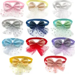 Dog Apparel 10pcs Small Bow Ties Lace Style Puppy Cat Adjustable Bowtie Bowknot Collar Pet Grooming Accessories