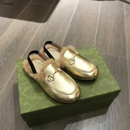 Luxury Kids Slipper Plush Edge Design Children Sandals Fashion Baby Slippers Size 24-35 Leather Shoes for Girls Boys Sep05