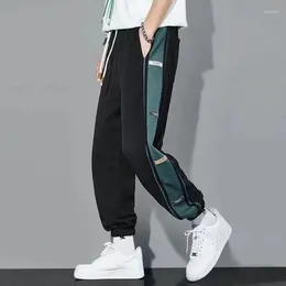 Men's Pants Sweatpants Spring Autumn Men Loose Drawstring Sports Ankel-tied Joggers Baggy Color-matching Trousers Large Size