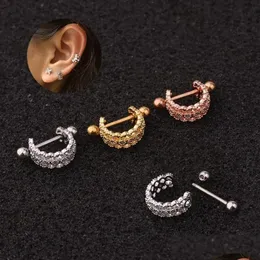 Andra andra 1 st 20g0 8mm rostfritt stål skivstång med CZ -bäckbrosk Helix Daith Rook Lobe Earring Ear Piercing Jewelry225s smycken DHVNF