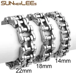 Chain Sunnerlees 316L Rostfritt stål armband Bangle Biker Cykel Motorcykel Länk Silverfärg Guldpläterad män Boy BC01 231016