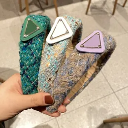 Vintage Designer Brand Triangle Letters Small incense wind thick thread woven Fine Hairbands Bandana Women Luxury Sport Headwrap Hair Accessories