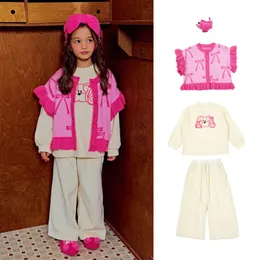 풀오버 한국 어린이 옷 소녀 니트웨어 조끼 스웨트 셔츠 2023 가을 어린이의 아우터웨어 스웨터 가디건 의류 231016