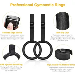 Gymnastic Rings Professional Gym Rings with 15ft Adjustable Buckle Straps Exercise for Cross Training Gymnastics Fitness Bodybuilding Pull-Ups 231012