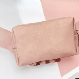 Borse per cosmetici Semplice rosa modello classico Borsa da toilette quadrata in PVC di grande capacità Borsa da viaggio portatile con cerniera