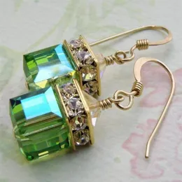 selling gemstone earrings earrings green crystal cube peridot square earrings WY15393021