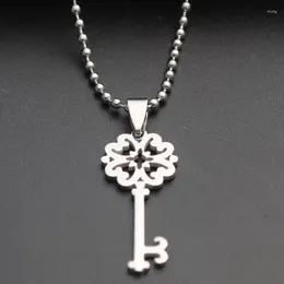 Pendant Necklaces Gift Stainless Steel Retro Flower Key Necklace Love Heart Lock Unique Symbol Snowflake Unlocking Tool Hollow
