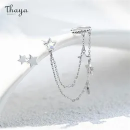 Thaya Silver Color Star Dangle Earring för kvinnor med kedja ljusa lila kryptaler örhängen av hög kvalitet eleganta fina smycken 220214198g