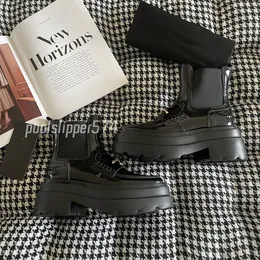 2023 Novas marcas de luxo mulheres mocassins sapatos de couro plataforma com gola alta grande e pequena série King preto e branco sapatos de couro baixo e alto tamanho EUR35-40