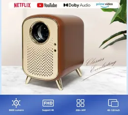 Stella-A Android Taşınabilir 4K Akıllı Projektörler Gerçek 1080p Full HD Mini Projektör Film Büyük Ekran 8000 Lümen LED 5G WiFi Bluetooth Sineması