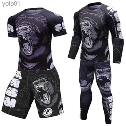 Erkek Trailtsits Yeni Erkekler Trailsuit Sports Suit Spor Salonu Fitness Sıkıştırma Giysileri Çalışma Jogging Sport Wear Egzersiz Egzersiz MMA Rashguard Setl231016