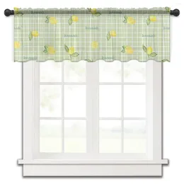 Cortina linha quadrada carta folha de limão pequena janela valance sheer curto quarto decoração casa voile cortinas