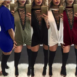 New Women Fashion Long Sleeve Autumn Casual Volous V T-Shirt T-Shirt Plus Size Dress S M L XL222U