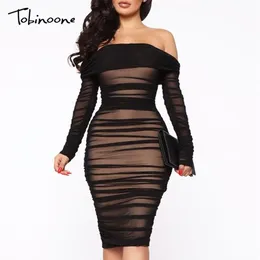 Tobinoone vestido de festa sexy de malha dupla camada, ombro de fora, vestido feminino elegante, franzido, primavera verão, bodycon, vestidos curtos 200928282i