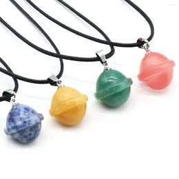 Pendant Necklaces 1PC Natural Stone Globe Crystal Tiger Eye Agate Gem Exquisite Necklace Jewelry Women's Gifts