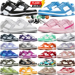 Z pudełkiem Casual Shoes Men Women Flat Sneakers Panda biała czarna szara mgła potrójna miękka różowa uniwersytet Niebieski czerwony uniwerek zielony vintage Brzoskwiniowe buty męskie buty