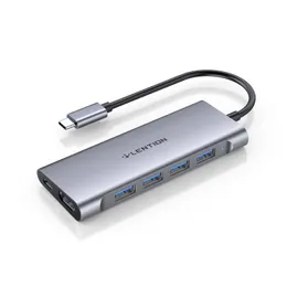 Lention USB-C Multi-Port Hub med 4K HDMI-utgång, 100W PD, 4 USB 3.0 Kompatibel 2023-2016 MacBook Pro, New Mac Air Surface, Chromebook, More, Stabil Driver Adapter (C35)